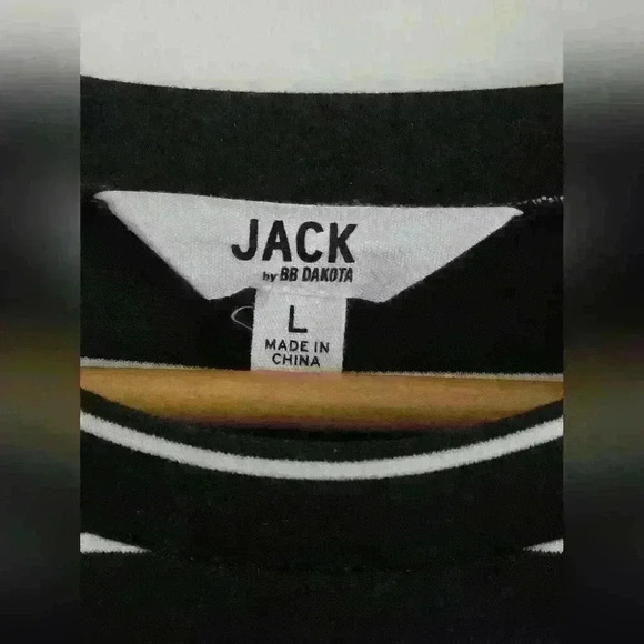 JACK by BB Dakota black and white stripe dress size large, polyester and rayon - Picture 3 of 8